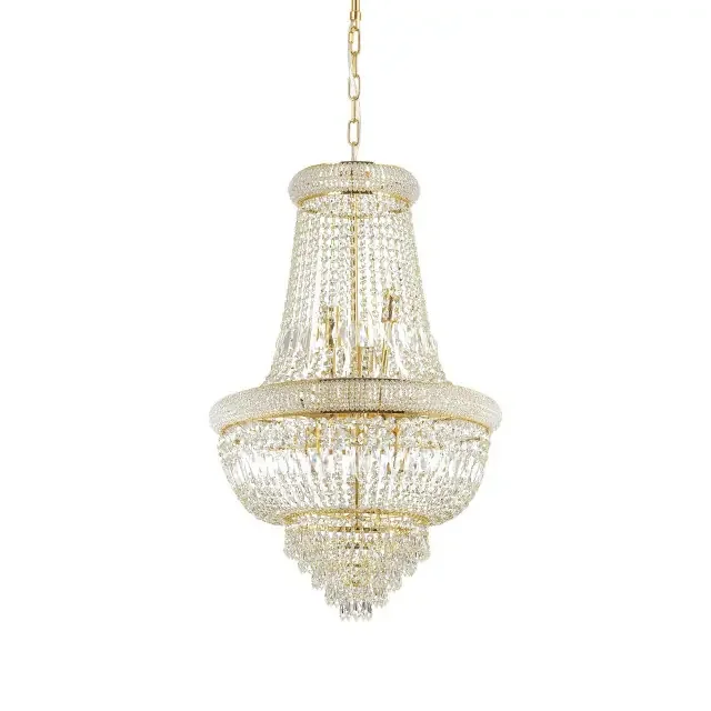 Dubai SP10 10 Light Brass with Crystal Pendant Light