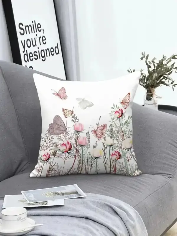 Dusky Springtime Flowers Cushion
