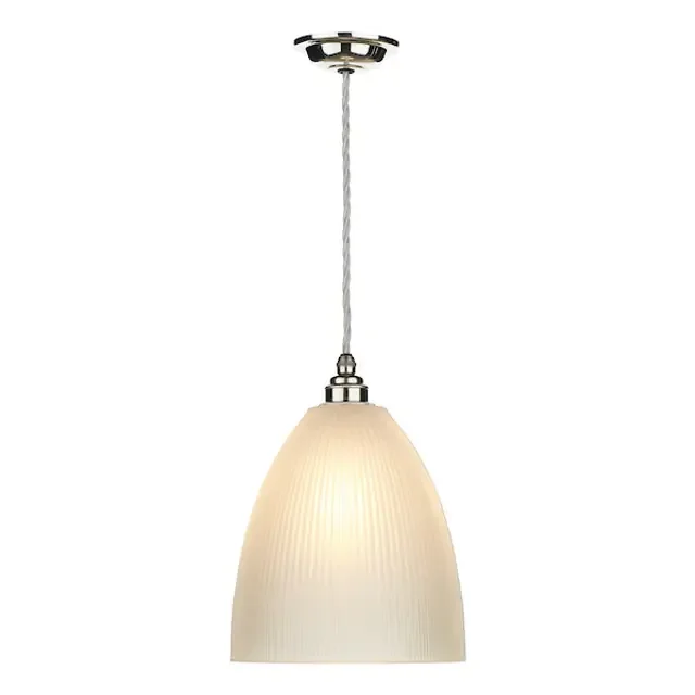 Duxford Chrome with Reeded Glass Shade Single Pendant Light