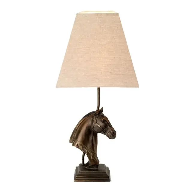 Eclipse Bronze Patina with Natural Hessian Shade Table Lamp