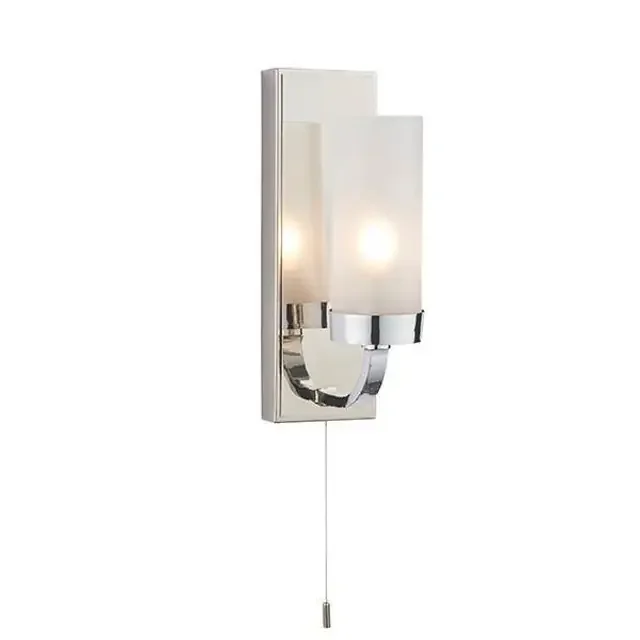 Edrea Polished Chrome with Frosted Glass IP44 Bathroom Wall Light – Clearance