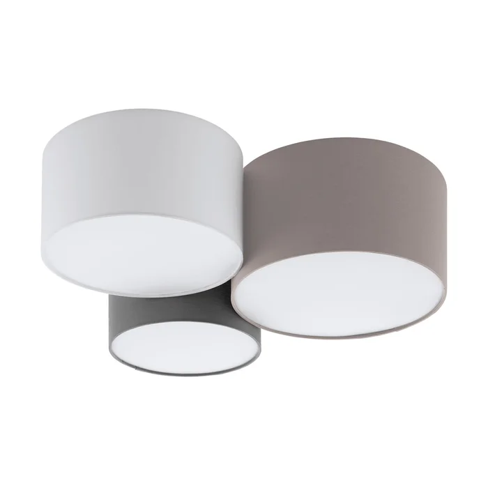 EGLO 203213A Pastore 1 3x60W Ceiling Light w/ Taupe, White, & Grey Shades