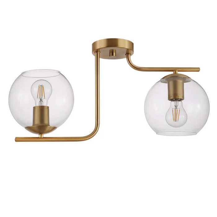 EGLO 204336A Marojales 2x40W Ceiling Light with Brushed Gold Finish and Clear Glass Shades