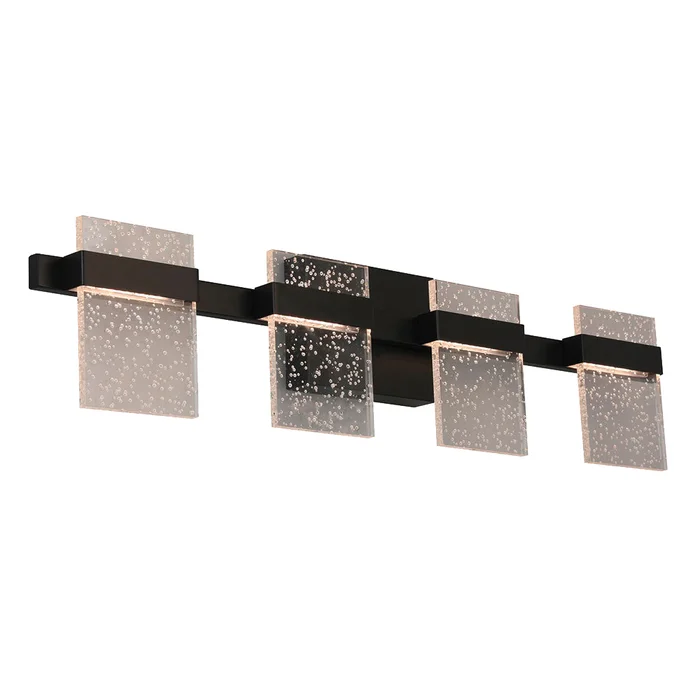 EGLO 204488A Madrona 4x10W LED Bath/Vanity Light with black finish and clear seedy acrylic shade