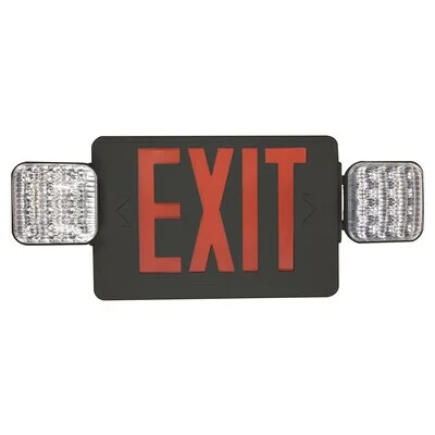 EiKO 11039 – EXIT/EM-R-BK – Exit Sign Red with Emergency Light Black Housing