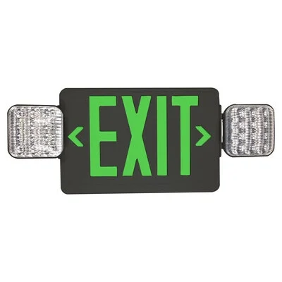 EiKO 11040 – EXIT/EM-G-BK – Exit Sign Green with Emergency Light Black Housing