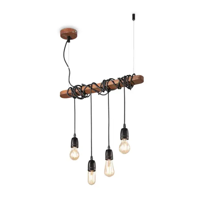 Electric SP4 4 Light Corten with Black Cable Bar Pendant Light