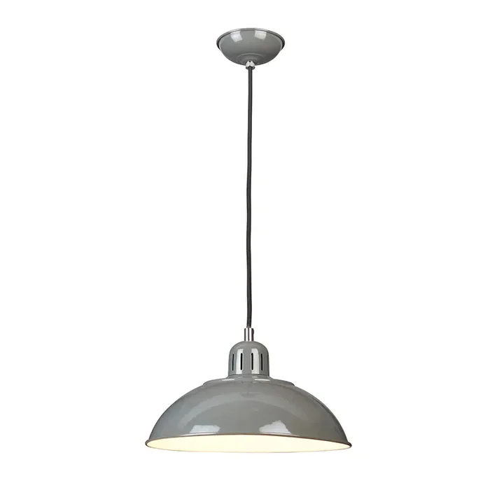 Elstead Lighting FRANKLIN-P-GY Franklin Single Light Grey Pendant Ceiling Light