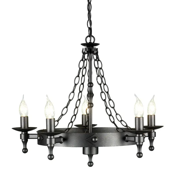 Elstead Lighting WR5 GR Warwick 5 Light Chandelier Graphite Black Finish