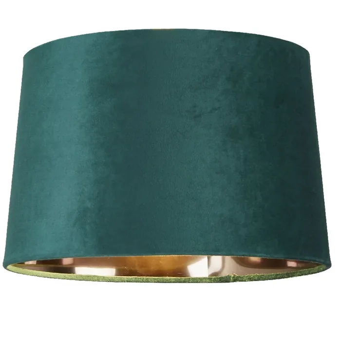 Emerald Green Velvet Vintage Easy Fit Drum Shade with Dark Gold Inner 30cm