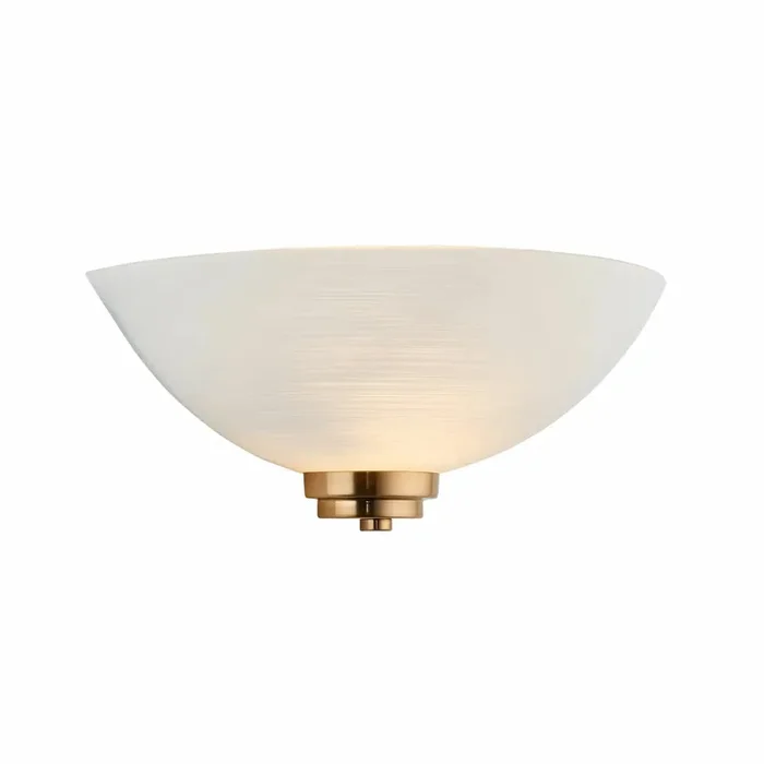 Endon Welles Brushed Metal With Frosted White Glass 1x E27 Half Moon Uplighter Wall Light (112439)
