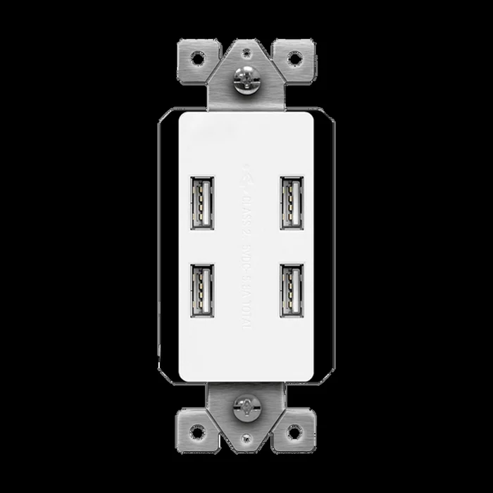 Enerlites 62000-4USB58-W 5.8A Four-Port Receptacle, (4) USB Type A, White