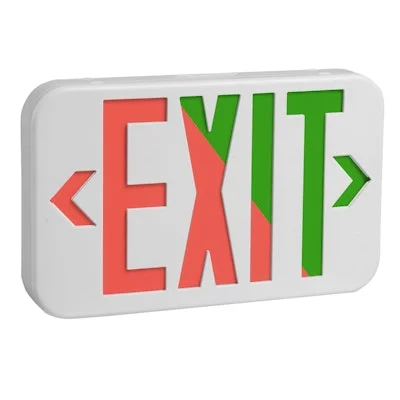 Envision LED-EM-EXT-RG-WH-CMB LED Emergency Exit Sign GREEN Single or Double Sided w/ Bug Eye – White