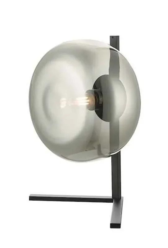 Erla Smoked Glass and Black Table Lamp