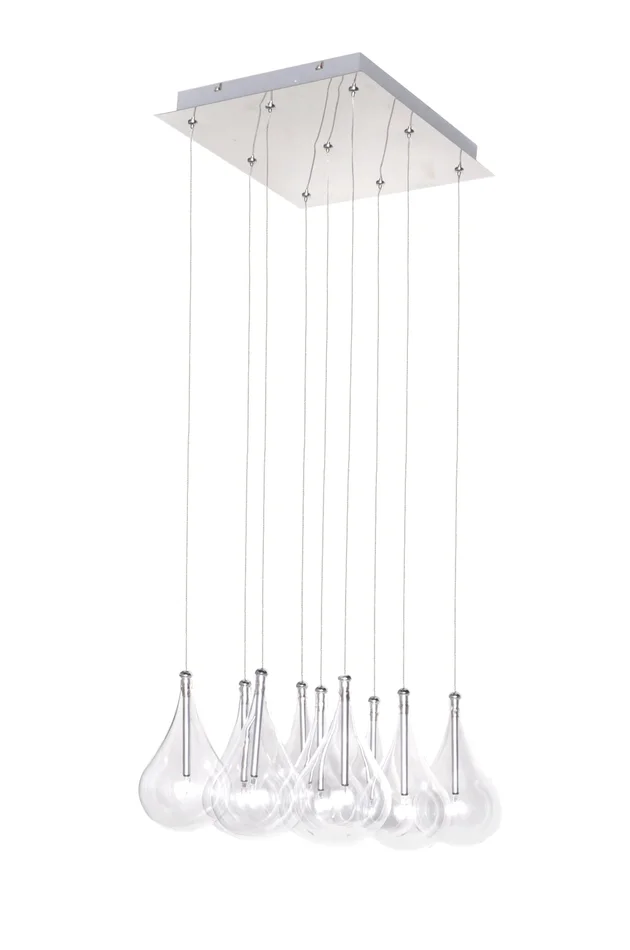 ET2 E20116-18 Larmes Nine Light Pendant, Polished Chrome