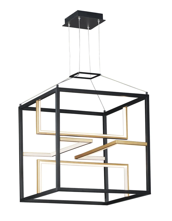ET2 E21224-BKGLD Chamber LED Pendant, Black / Gold