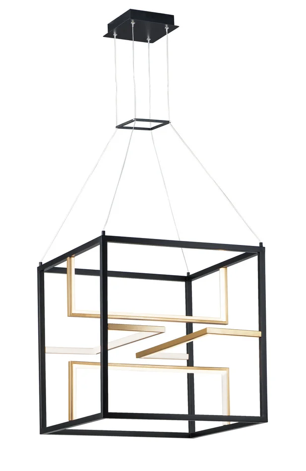 ET2 E21226-BKGLD Chamber LED Pendant, Black / Gold