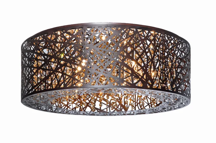 ET2 E21301-10BZ Inca Nine Light Flush Mount, Bronze