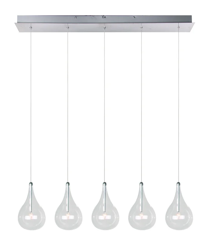 ET2 E23115-18 Larmes Five Light Pendant, Polished Chrome