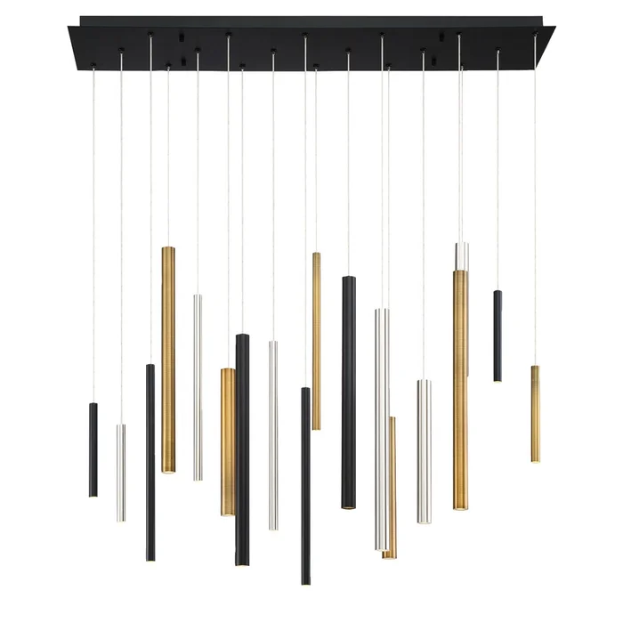 Eurofase Lighting 31446-043 Santana 42″ Linear LED Chandelier, 18W, 550 Lumens, 3000K, Mixed Colors