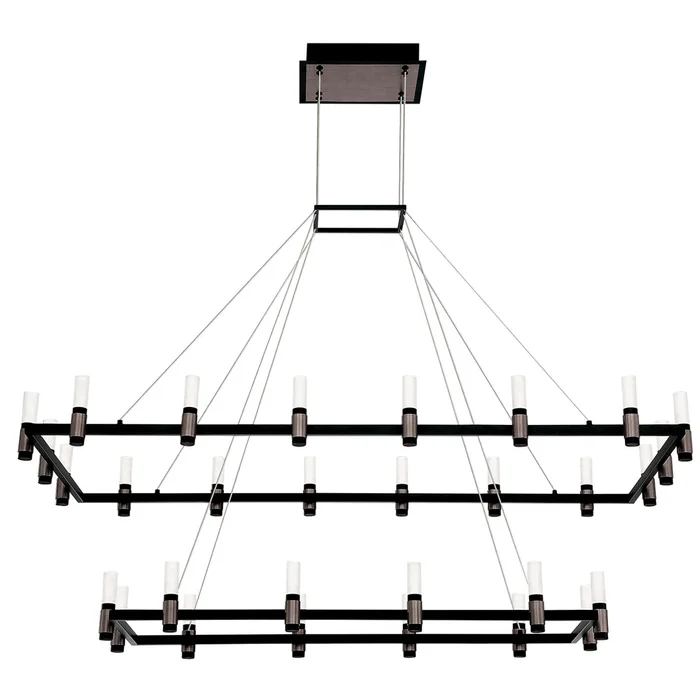 Eurofase Lighting 37049-010 Altamont 52″ 2-Tier Rectangular LED Chandelier, 137W, 3100 Lumens, 3000K, Satin Nickel and Black