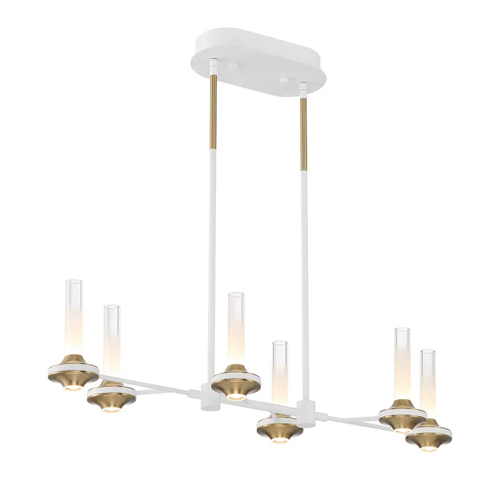 Eurofase Lighting 45713-026 Torcia Large 6-Light LED Chandelier, 34W, 1391 Lumens, 3000K, White and Gold