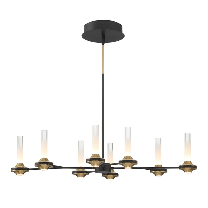 Eurofase Lighting 45714-016 Torcia 8-Light LED Chandelier, 45W, 1927 Lumens, 3000K, Black and Gold