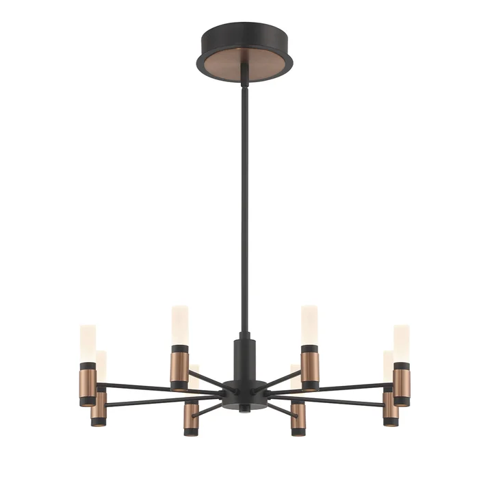 Eurofase Lighting 46352-019 Albany 8-Light LED Chandelier, 38W, 890 Lumens, 3000K, Black and Brass