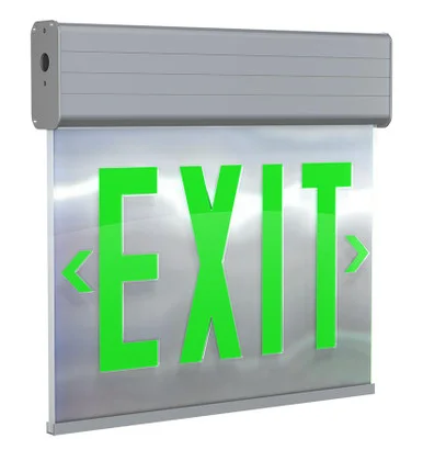 EXITEDGE-GMPS/E Edge-lit Exit Sign Battery Backup Self-diagnostics Aluminum Mirror