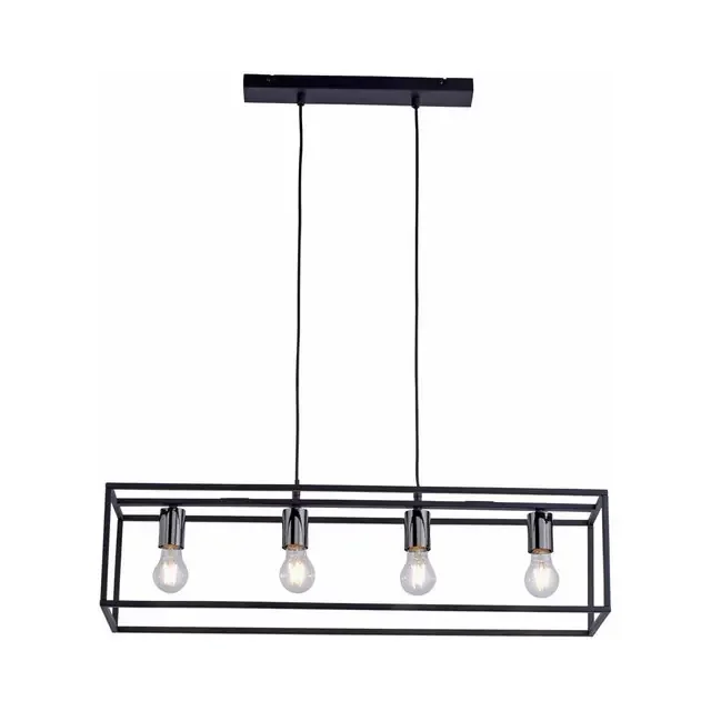 FABIO 4 Light Black Sqaure Frame Bar Pendant Light