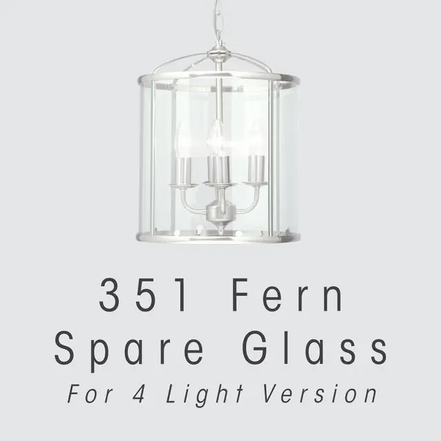 Fern 4 Light Pendant Lantern Single Panel Glass Only