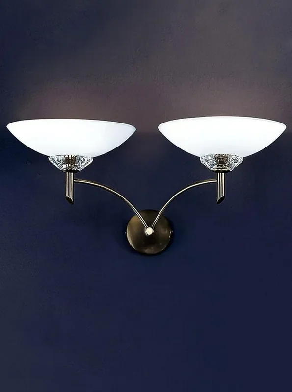 Fizz 2 Light Bronze with Satin Opal Bowl Wall Light