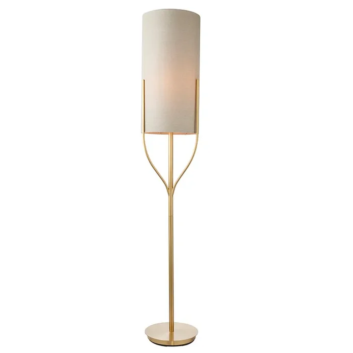 Floor Lamp – Brushed Brass and Natural Shade (0711FRA95466)