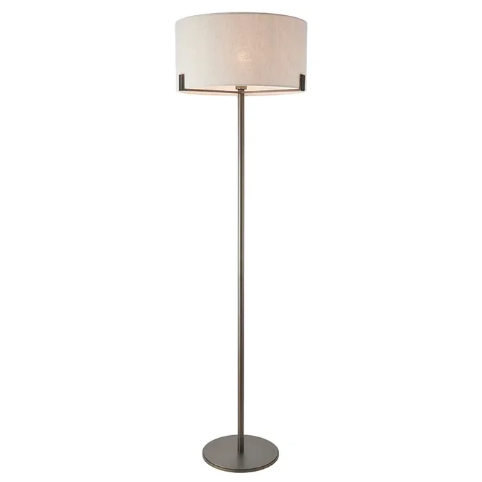 Floor Lamp in Brushed Bronze with Natural Linen Shade (0711HAY72634)