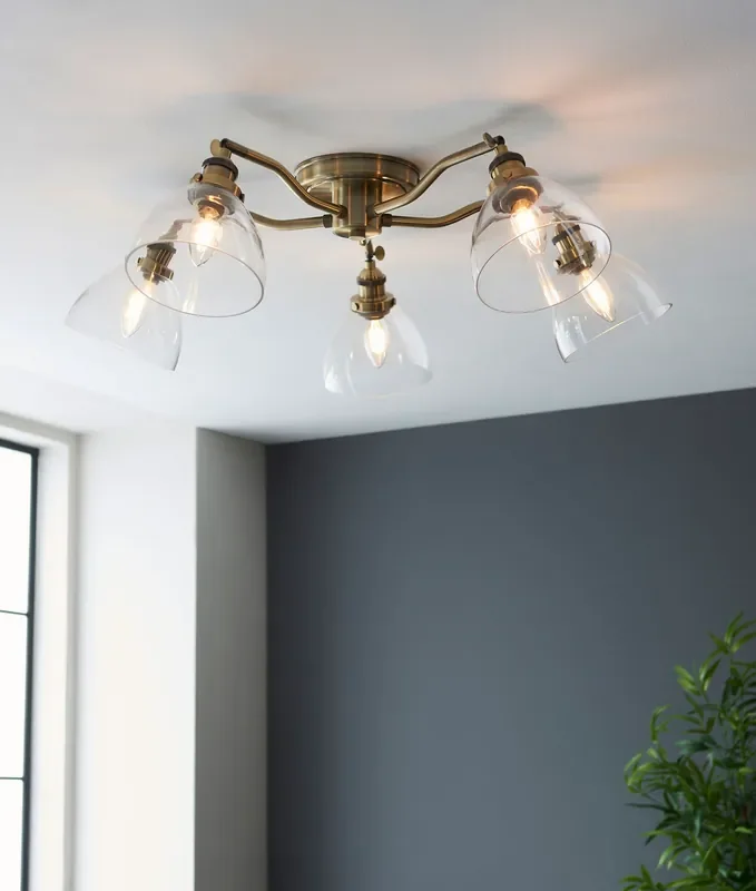 Flush Mounted Adjustable 5 Light Antique Ceiling Light