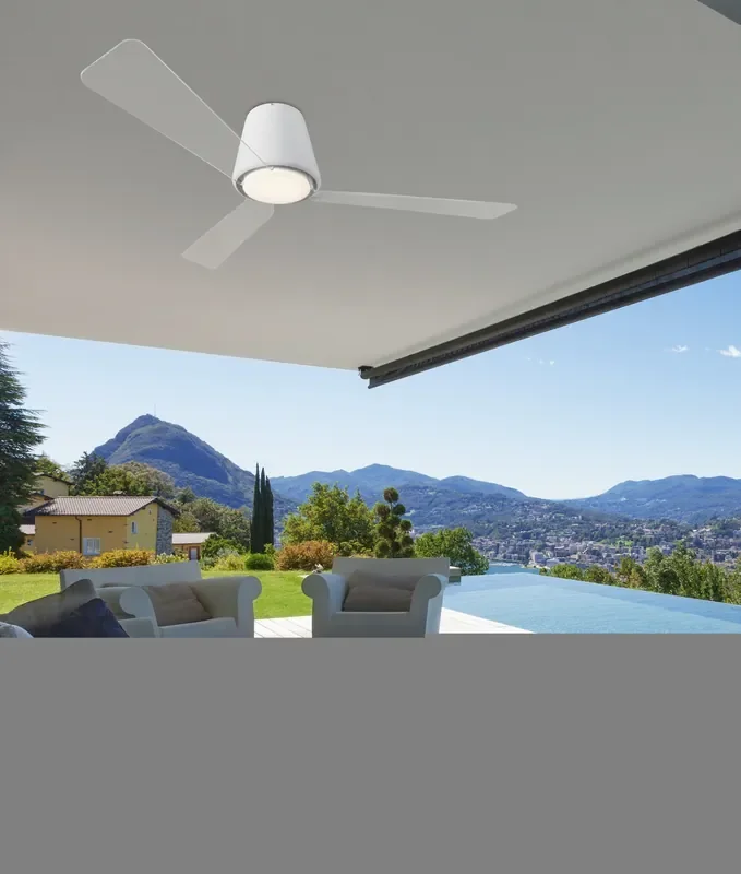 Flush Mounted LED Ceiling Fan Suitable for Outdoors – IP44