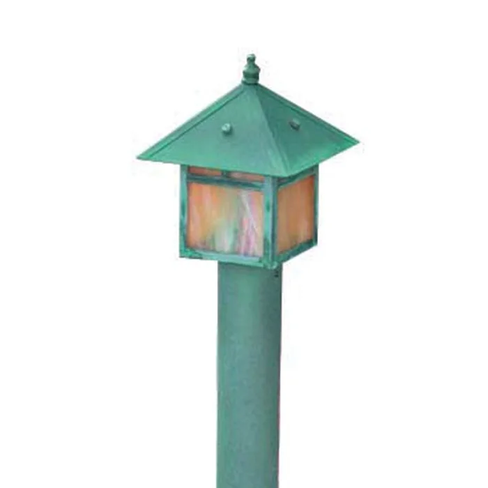 Focus Industries AL-09-LEDP-BLT 4W Integrated LED Area Light, Black Powder Coat Brass Lantern on Black ABS Stanchion,