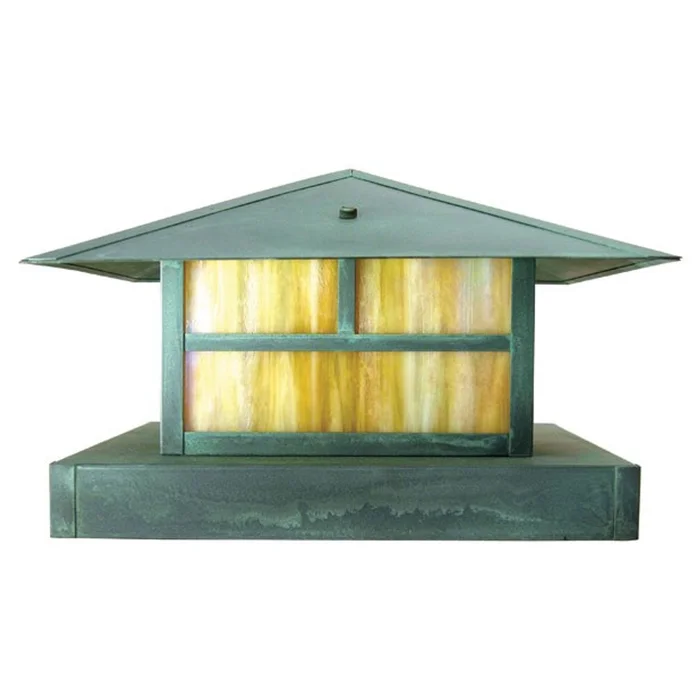 Focus Industries AL-10-LGP-LEDP-BRS Brass 4W 3000K Integrated LED Area Light, Pedestal Mount Lantern, Unfinished Brass