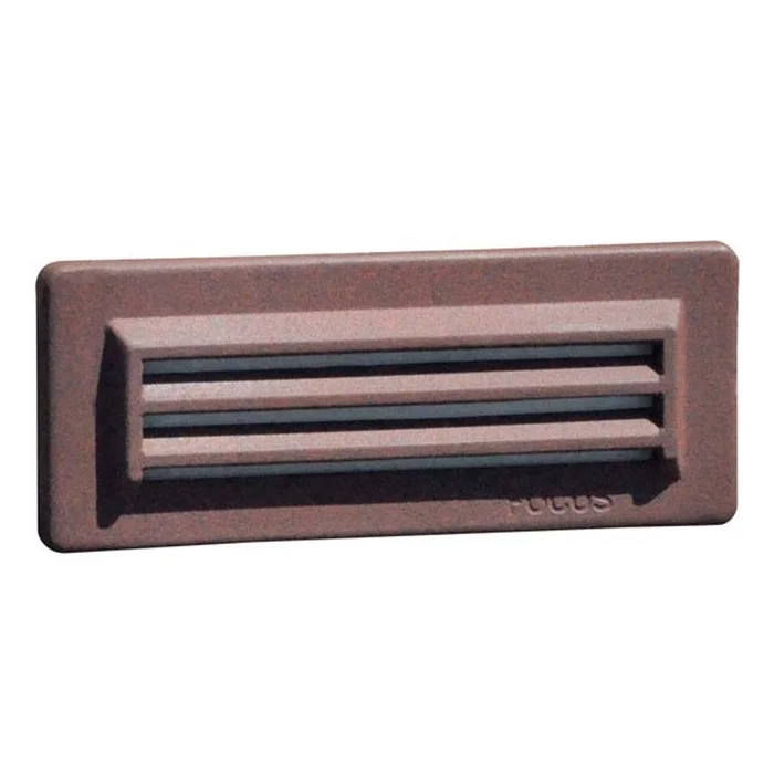 Focus Industries SL-08-LEDP-WIR Cast Aluminum 8W 3000K 3 Louver Integrated LED Brick Light, Standard White Acrylic Lens, Weathered Iron