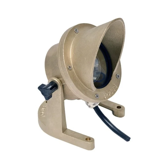 Focus Industries SL-11-ABAC-LEDM760-BRS Cast Brass 7W 3000K Integrated LED Underwater Light with Aiming Bracket and Angle Collar, 60° Flood, Unfinished Brass