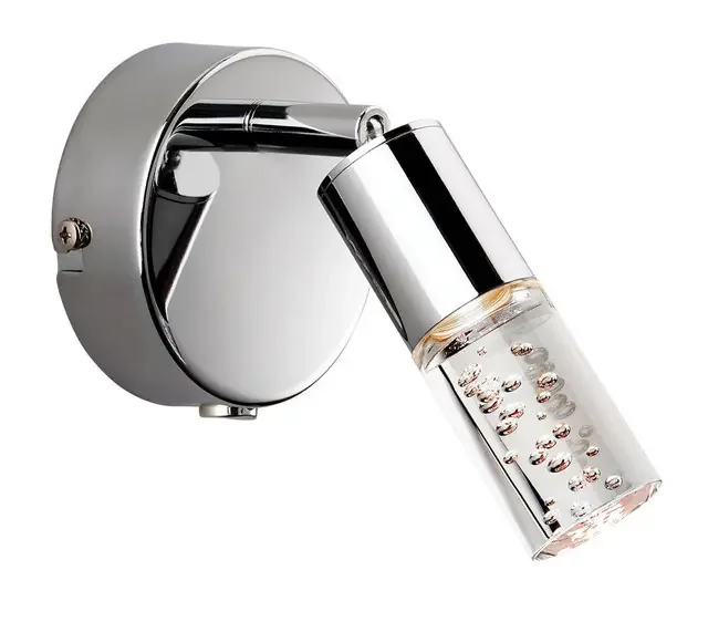 Focus LED Chrome with Clear Bubble Shade Adjustable LED Wall Light