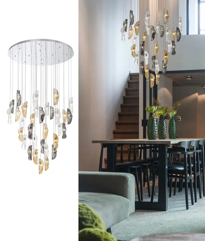 Folded Glass Shade 32 Flex Cluster Pendant – Dia 1200mm