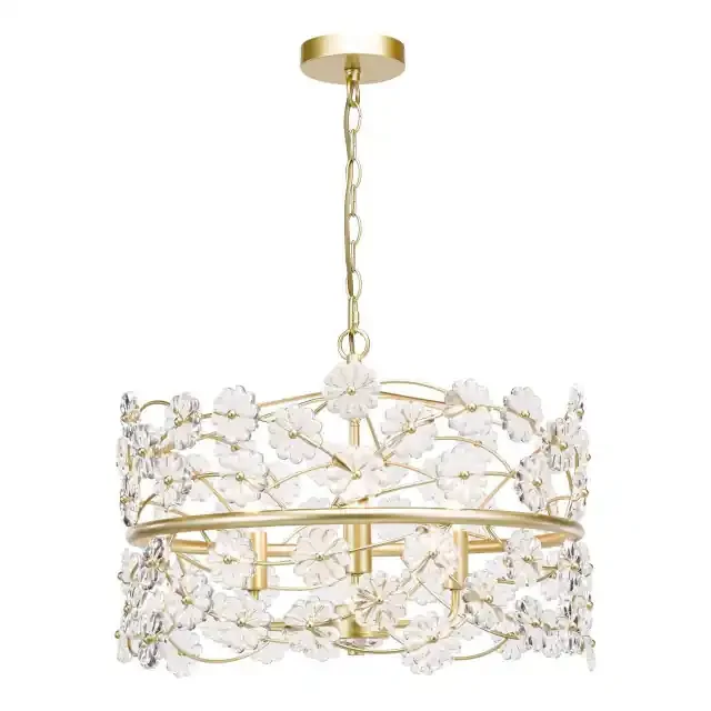 Fonda 3 Light Satin Gold and Glass Pendant Light