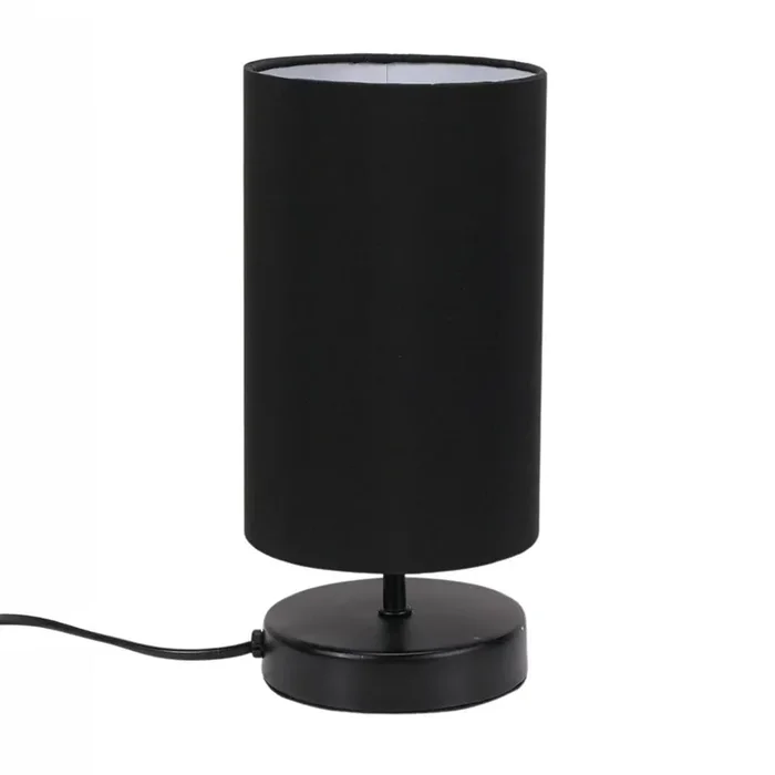 Francis Touch Table Lamp With Black Base and Cotton Shade, 1X E14
