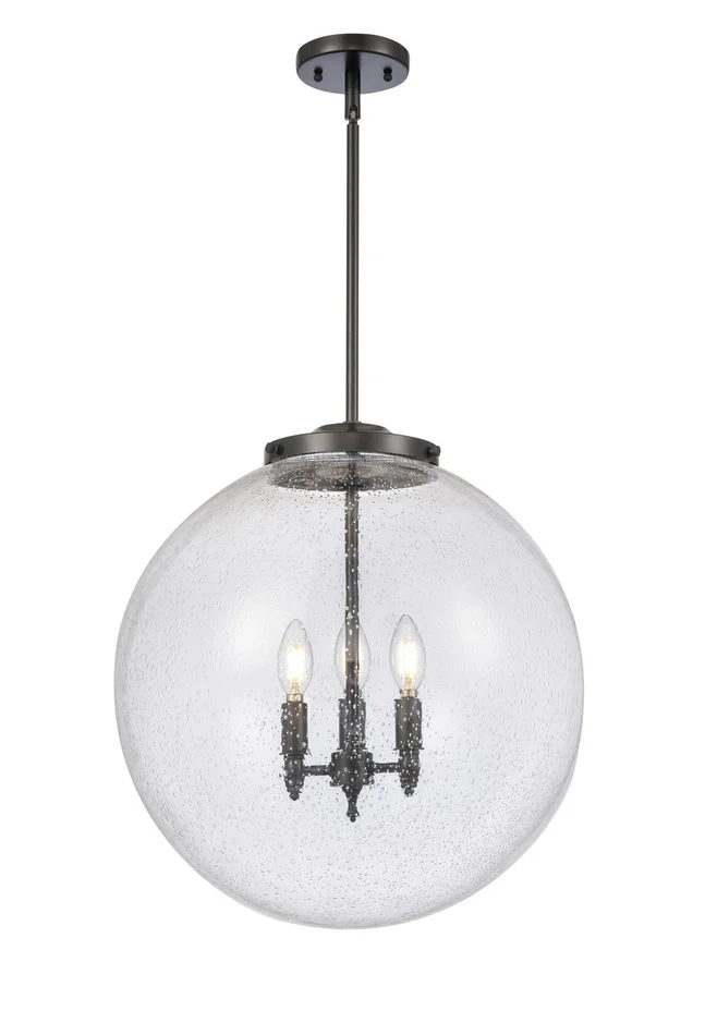Franklin Restoration Three Light Pendant in Matte Black (405|221-3S-BK-G204-18)