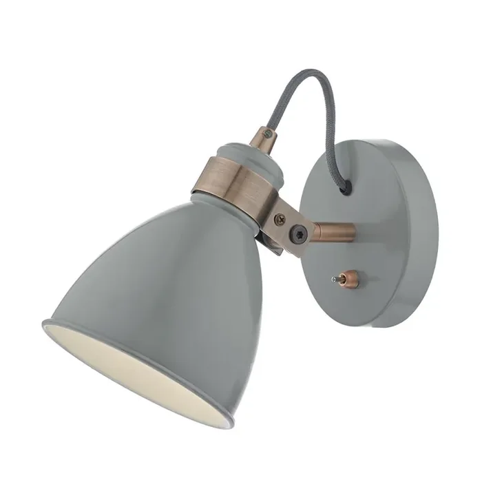 Frederick Gloss Grey & Copper Vintage Dome Switched Wall Light