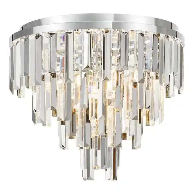 Fuentes 5 Light Polished Chrome and Glass Flush Ceiling Light