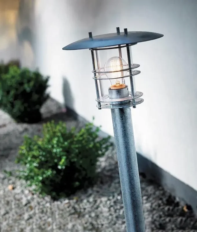 Galvanized Exterior Scandi-Style Bollard Post Light Height 87cm