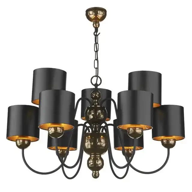 Garbo 9 Light Bronze Complete With Black and Bronze Shades Pendant Light