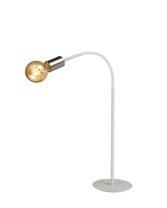 Garrett Flexible Table Lamp, 1 Light E27 Satin White-Satin Nickel